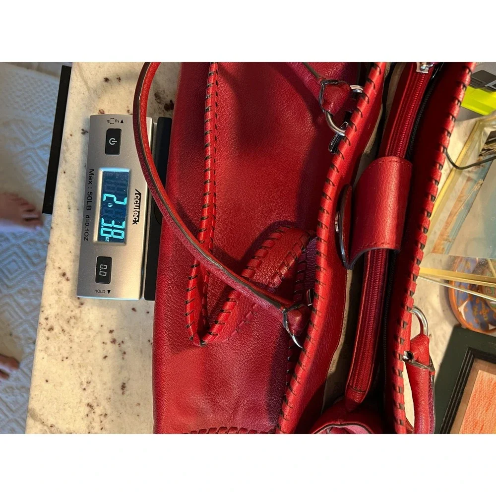 Michael Kors Hamilton Whipped Tote Satchel Red Leather Purse Bag Handbag